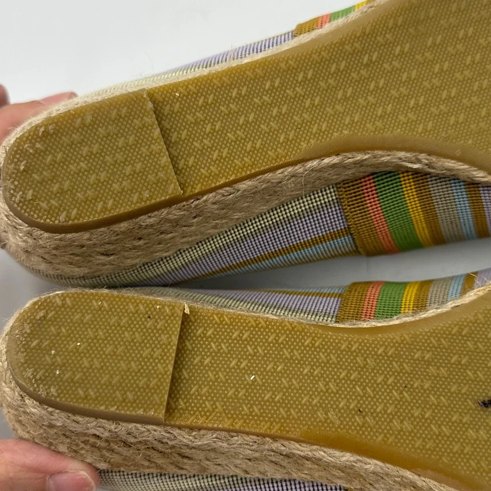 SAS Espadrille Wedge Womens 9N Multicolor Striped Made in Italy Low Heel Slip On